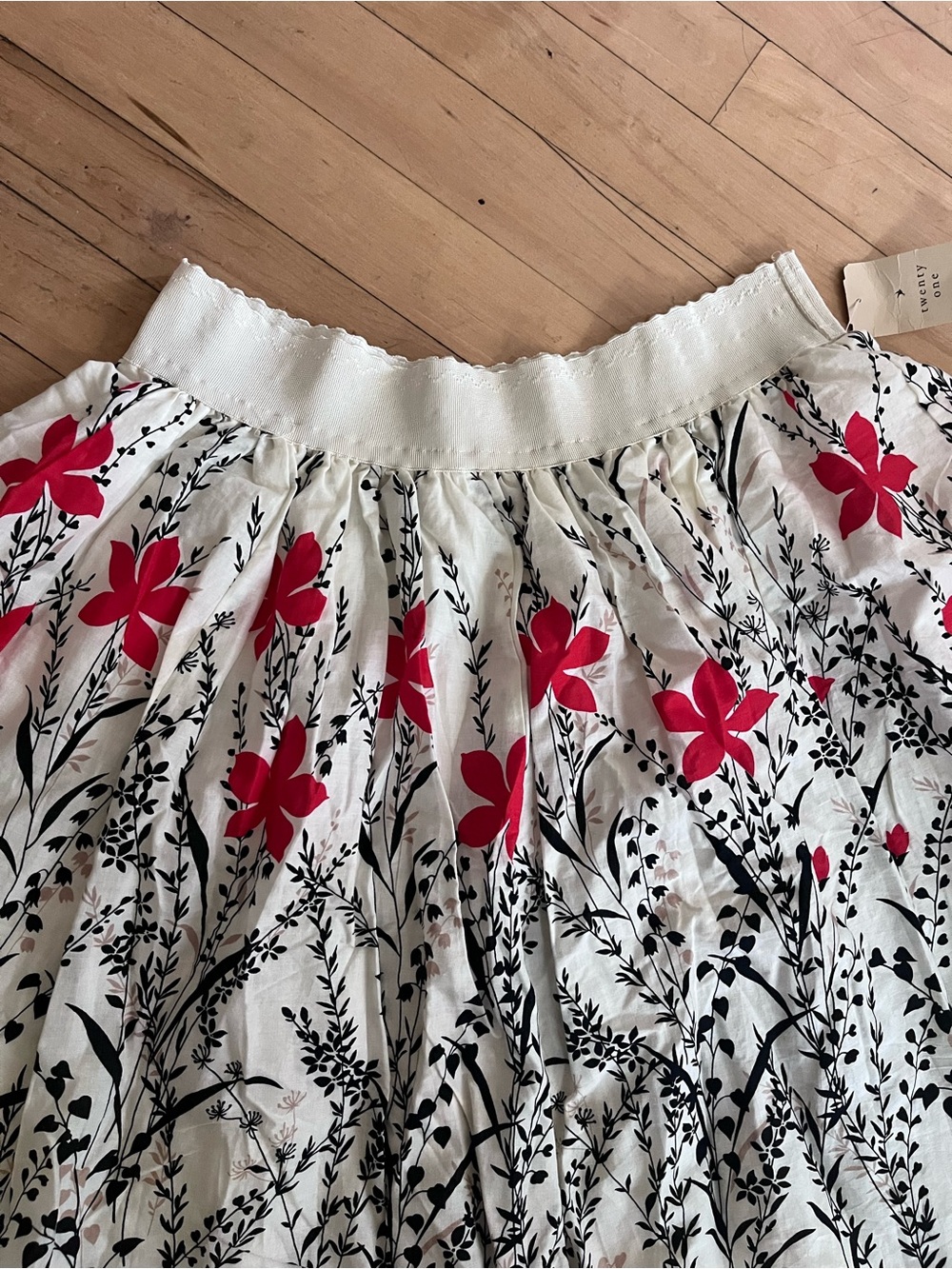 Forever 21 White Circle Skirt with Floral Print